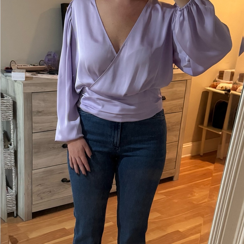 Express Light Purple Wrap Blouse - image 2
